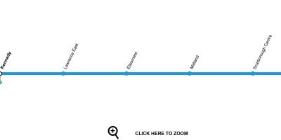 Kart av Toronto t-bane linje 3 Scarborough RT