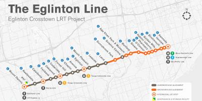 Kart av Toronto t-Eglinton linje prosjekt