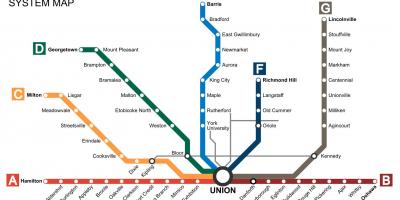 Kart av Toronto togene Går Transitt