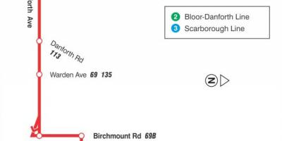 Kart av TTC-20-Fjellsiden buss rute Toronto