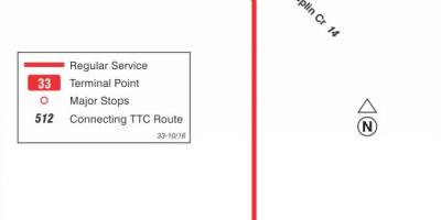 Kart av TTC-33 Forest Hill buss rute Toronto