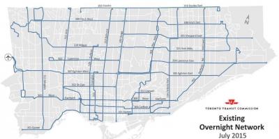 Kart av TTC over natten nettverk buss
