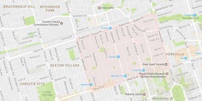Kart over Vedlegg-området i Toronto