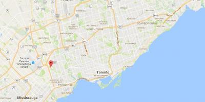 Kart over Vest Deane Park district i Toronto