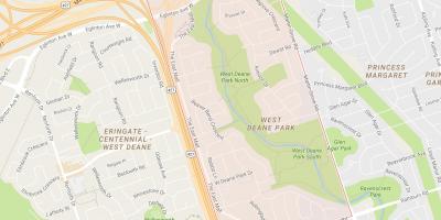 Kart over Vest Deane Park-området i Toronto