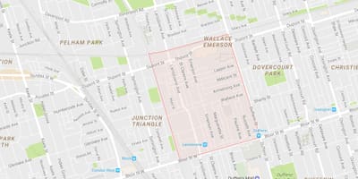 Kart av Wallace Emerson-området i Toronto