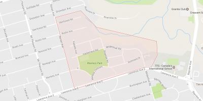 Kart over Wanless Park-området i Toronto