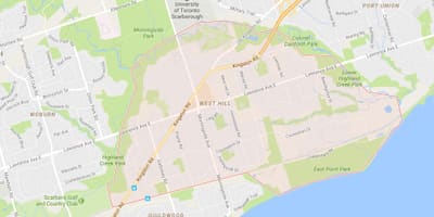 Kart over Vest-Hill-området i Toronto