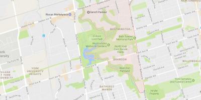 Kart av Westminster–Branson-området i Toronto