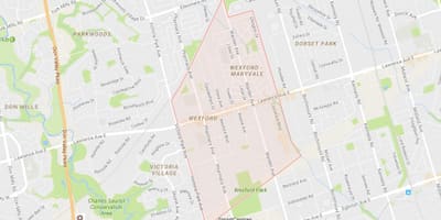 Kart av Wexford-området i Toronto