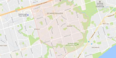 Kart av Woburn-området i Toronto