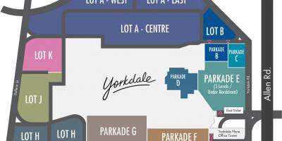 Kart av Yorkdale Kjøpesenter parkering