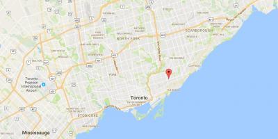 Kart over Øst Danforth-distriktet Toronto